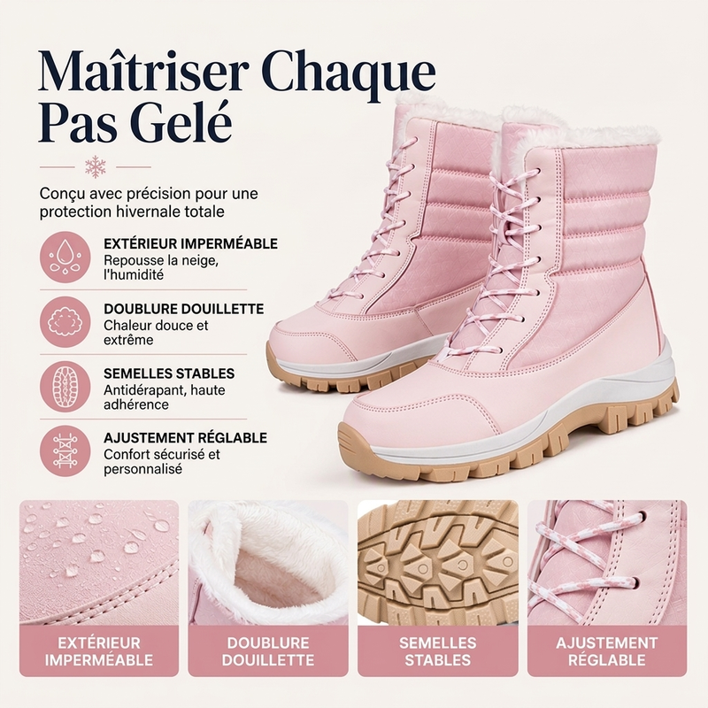 🥳💞 +26 000 vendues🔥👢Bottes de neige mi-mollet imperméables à doublure pelucheuse pour femmes🎁
