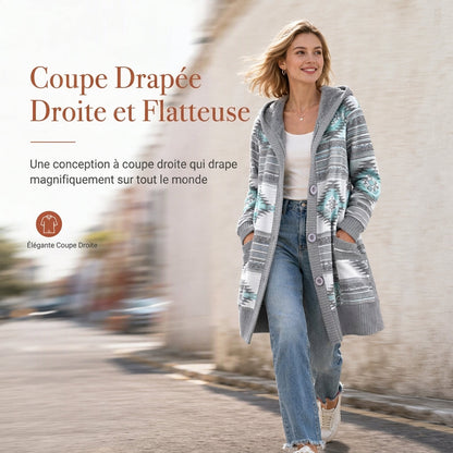 🔥 50% de réduction 🔥Pull à capuche mi-long en maille pour femme, doublure en coton