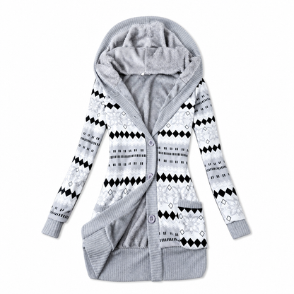 🔥 50% de réduction 🔥Pull à capuche mi-long en maille pour femme, doublure en coton