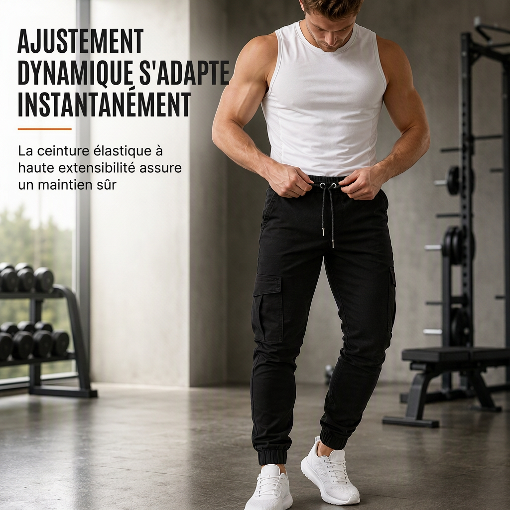 🎁Soldes ! Prix cassés🌍Pantalon Jogger Cargo Unisexe Couleur Unie Décontracté