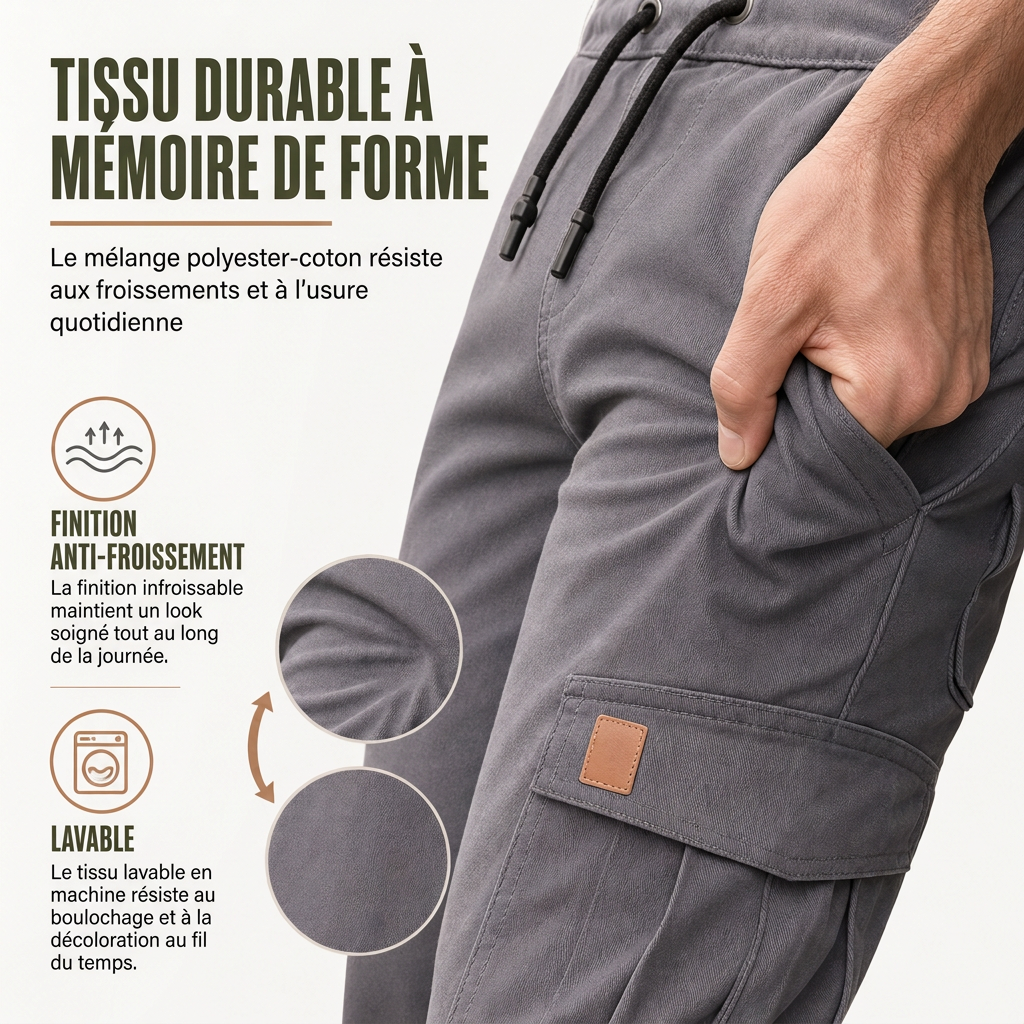 🎁Soldes ! Prix cassés🌍Pantalon Jogger Cargo Unisexe Couleur Unie Décontracté