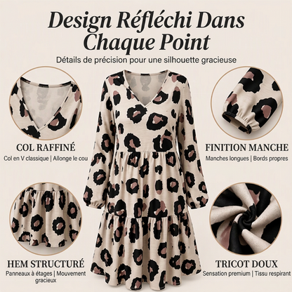 👜 -50 % sur toute la mode femme ! ✨Robe femme à manches longues, col en V et imprimé léopard