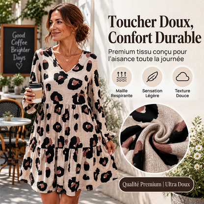 👜 -50 % sur toute la mode femme ! ✨Robe femme à manches longues, col en V et imprimé léopard