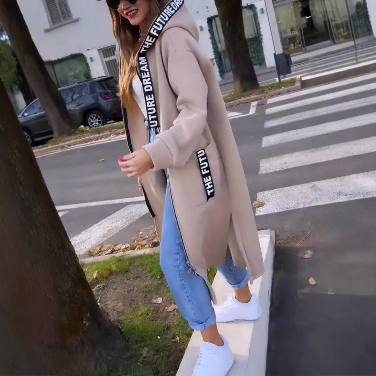 ✨ Sweat long à capuche pour femme, confortable et tendance 🧶