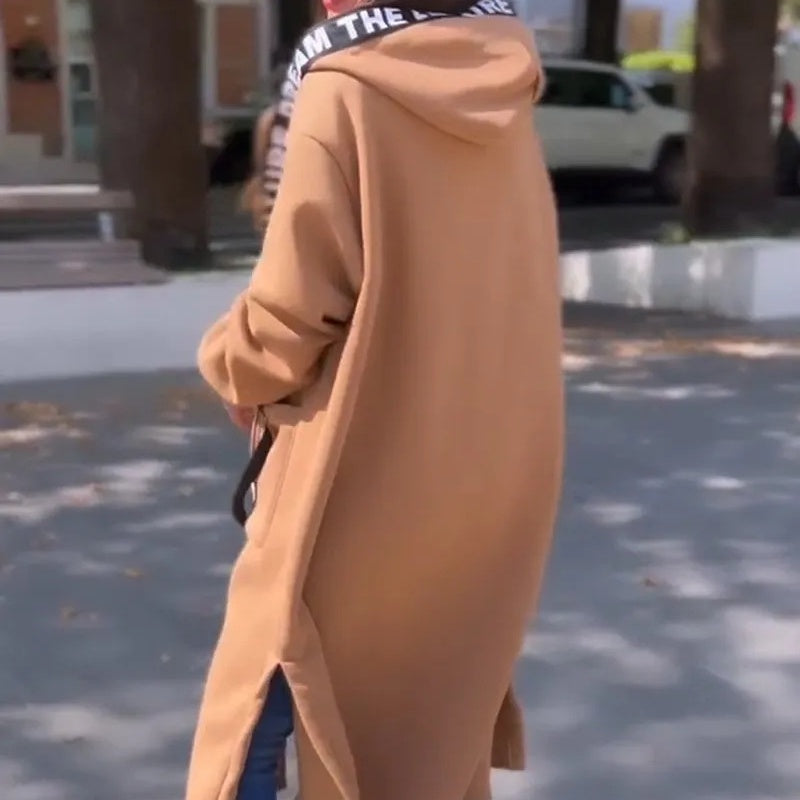 ✨ Sweat long à capuche pour femme, confortable et tendance 🧶