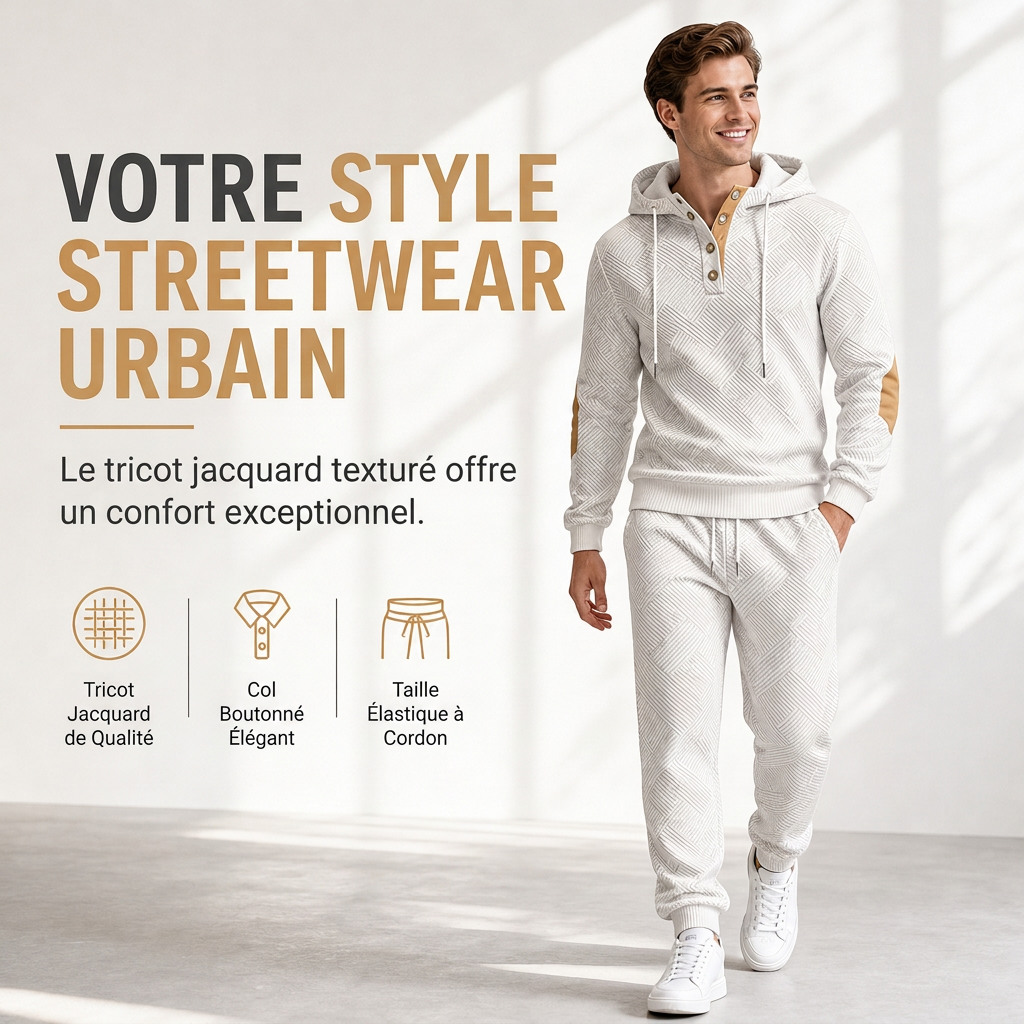 🍂 Ensemble homme 2 pièces : sweat à capuche et pantalon, style décontracté automne-hiver ✨