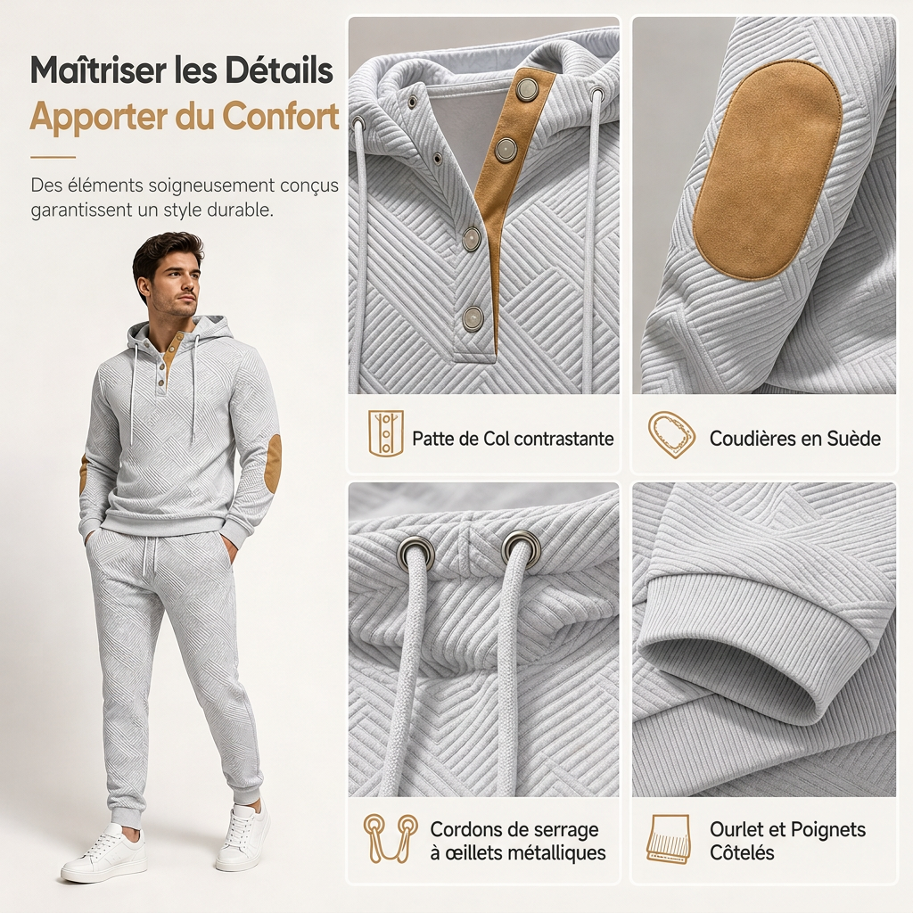 🍂 Ensemble homme 2 pièces : sweat à capuche et pantalon, style décontracté automne-hiver ✨