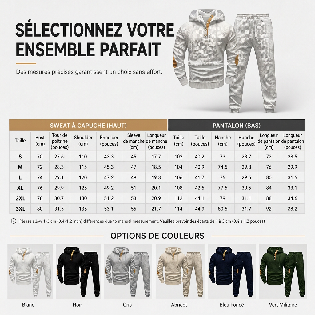 🍂 Ensemble homme 2 pièces : sweat à capuche et pantalon, style décontracté automne-hiver ✨