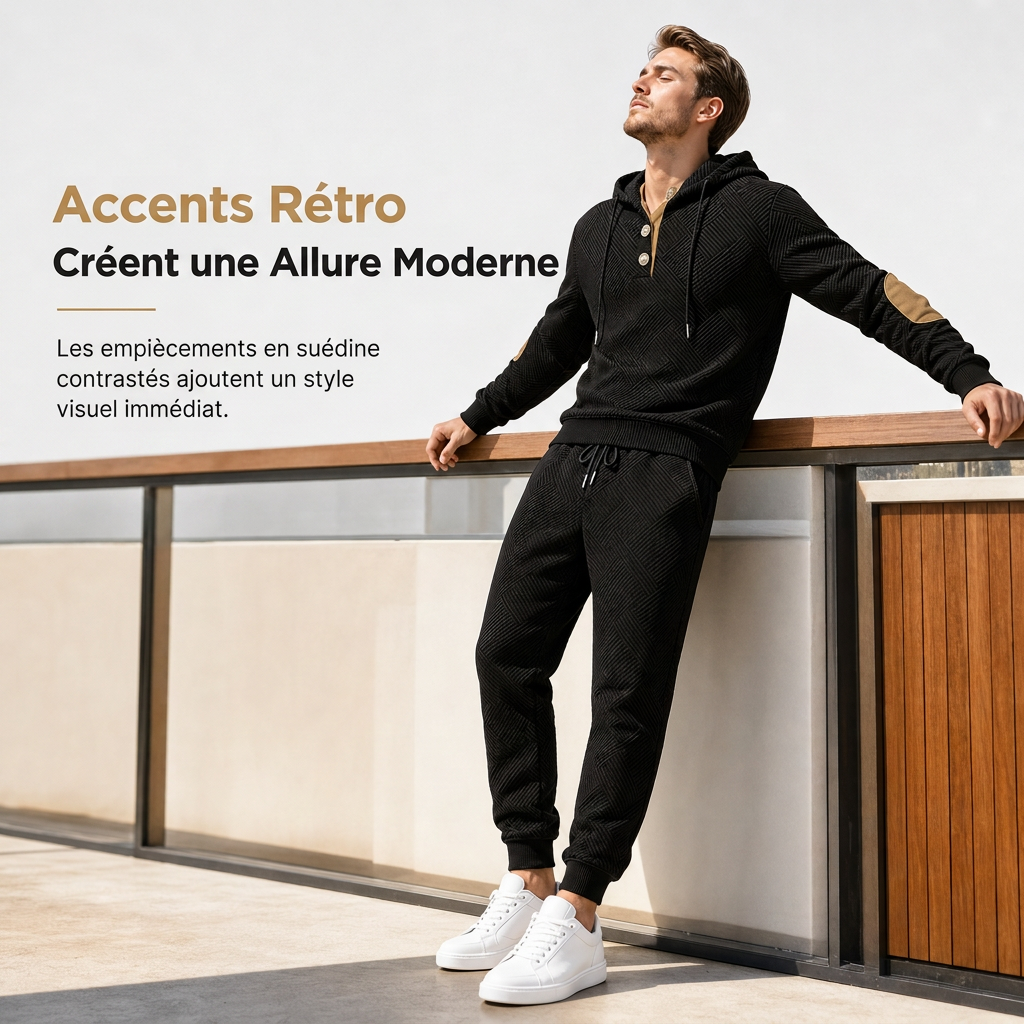 🍂 Ensemble homme 2 pièces : sweat à capuche et pantalon, style décontracté automne-hiver ✨