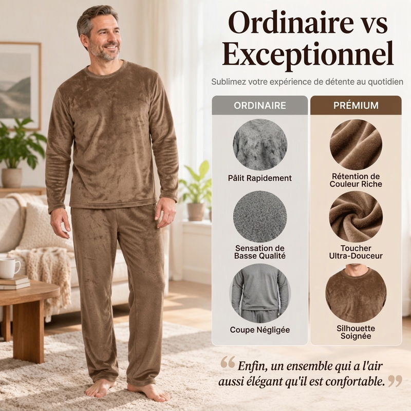 🧸 Ensemble Pyjama Velours Thermique Confortable pour Homme, doux et chaud ✨