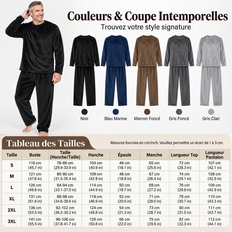 🧸 Ensemble Pyjama Velours Thermique Confortable pour Homme, doux et chaud ✨