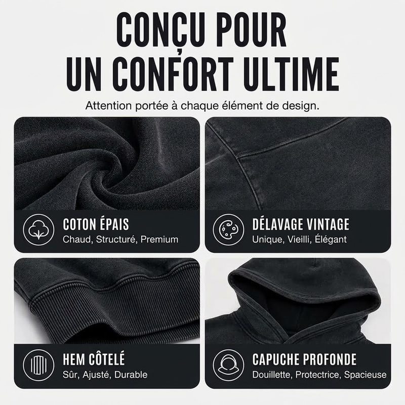 🧶 Sweat à capuche ample unisexe, confortable et tendance ✨
