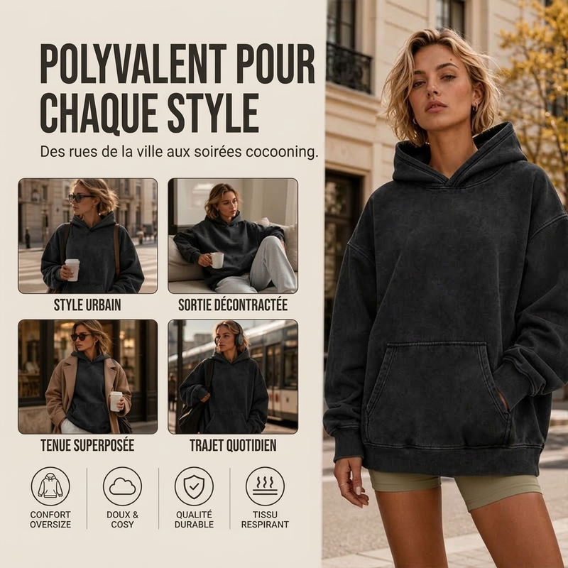 🧶 Sweat à capuche ample unisexe, confortable et tendance ✨