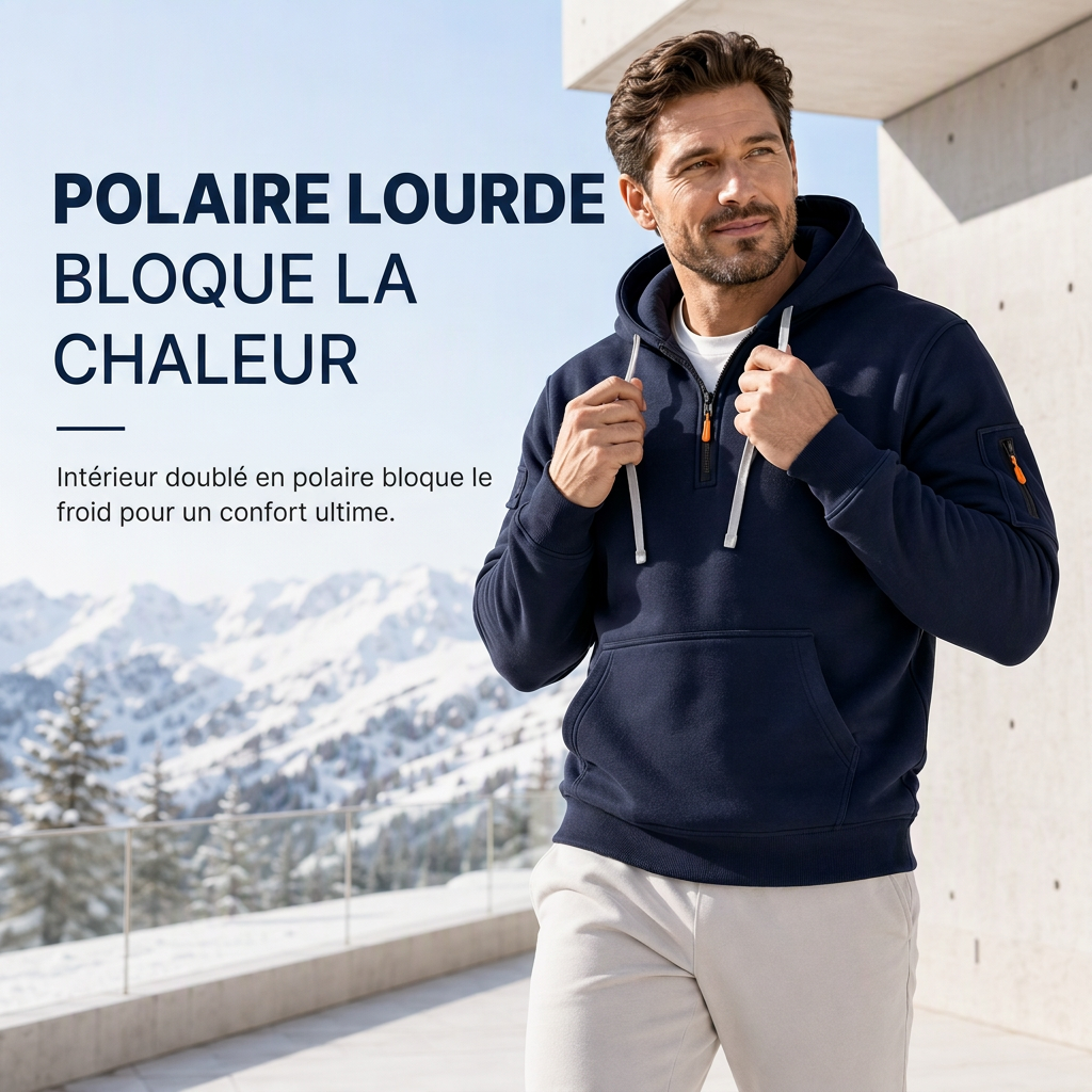 Sweat-shirt à capuche doublé molletonné pour homme, coupe ample, vêtement de travail décontracté pour l'automne et l'hiver