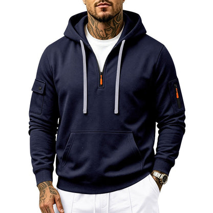 Sweat-shirt à capuche doublé molletonné pour homme, coupe ample, vêtement de travail décontracté pour l'automne et l'hiver