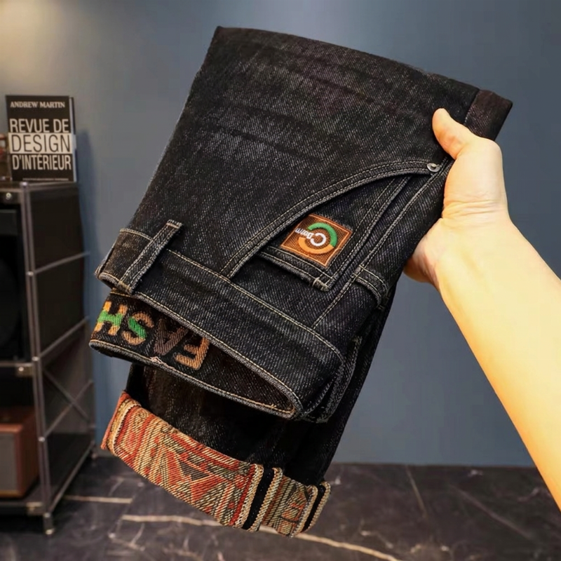 Jeans stretch pour hommes avec doublure en peluche épaisse