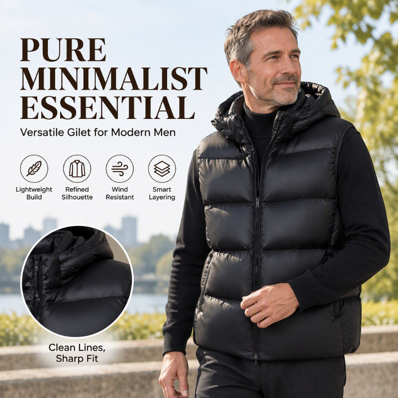 💖Soldes ! Prix cassés💖Gilet thermique léger à capuche pour homme