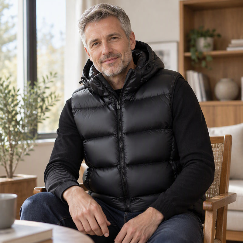 💖Soldes ! Prix cassés💖Gilet thermique léger à capuche pour homme