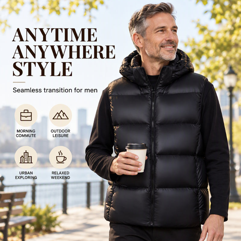 💖Soldes ! Prix cassés💖Gilet thermique léger à capuche pour homme