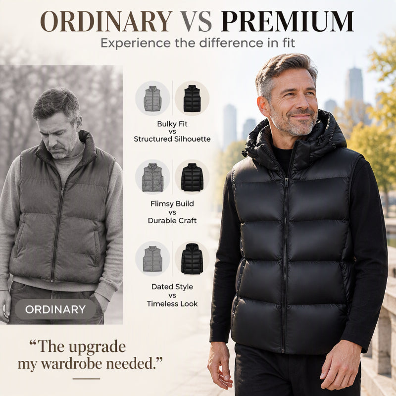 💖Soldes ! Prix cassés💖Gilet thermique léger à capuche pour homme