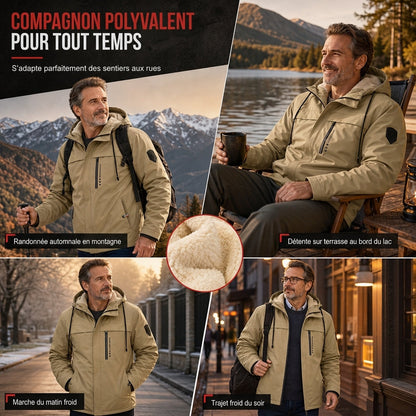 Manteau d'automne-printemps ample à doublure pelucheuse rétro américaine pour homme
