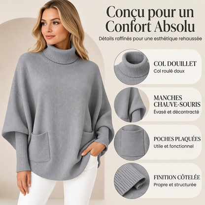 💖Soldes ! Prix cassés💖Pull en maille femme à col roulé et manches chauve-souris