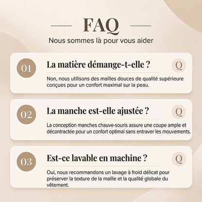 💖Soldes ! Prix cassés💖Pull en maille femme à col roulé et manches chauve-souris