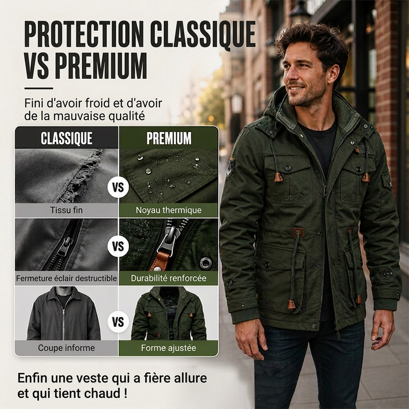💖Soldes ! Prix cassés💖Veste d'hiver thermique pour hommes avec capuche amovible