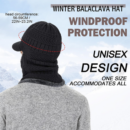 ❄️🧣 Bonnet-cagoule d’hiver 3 en 1 avec visière | Cache-visage et tour de cou chaud ✨