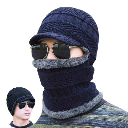 ❄️🧣 Bonnet-cagoule d’hiver 3 en 1 avec visière | Cache-visage et tour de cou chaud ✨