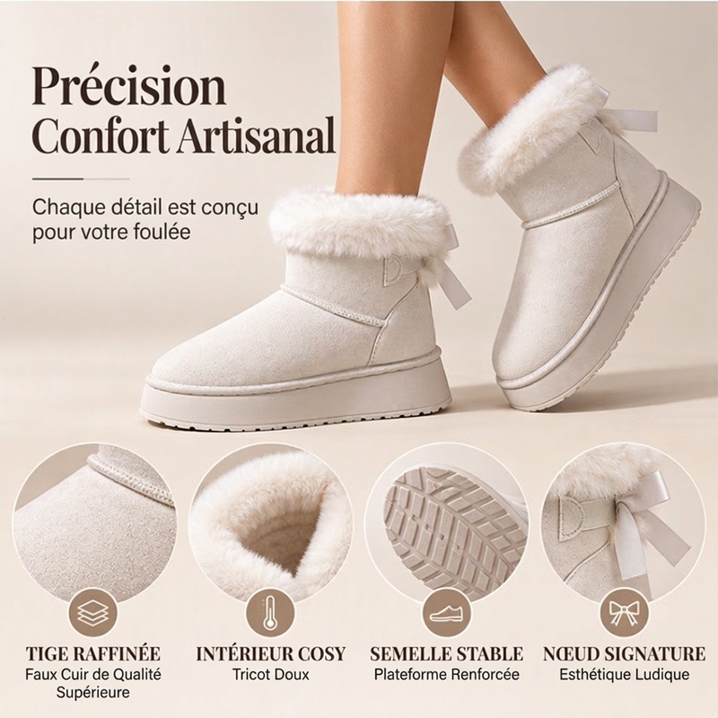 ❄️ Bottes de neige mi-mollet à plateforme pour femme, stylées et chaudes ✨