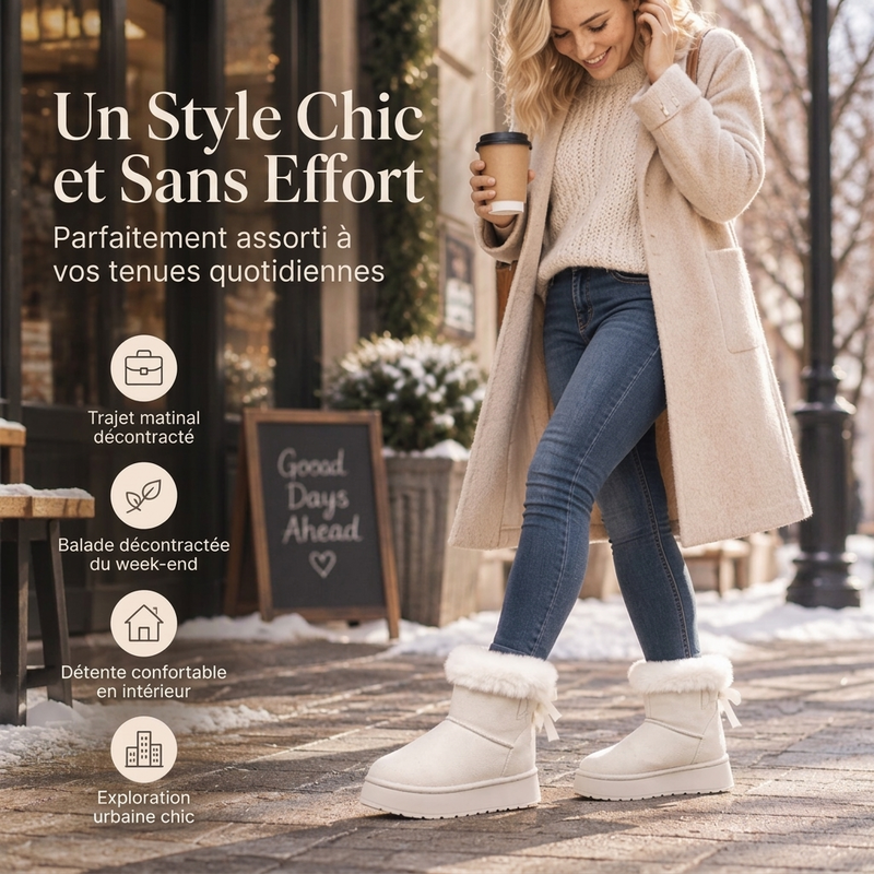 ❄️ Bottes de neige mi-mollet à plateforme pour femme, stylées et chaudes ✨