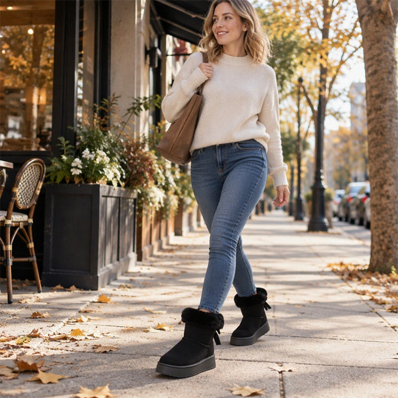 ❄️ Bottes de neige mi-mollet à plateforme pour femme, stylées et chaudes ✨