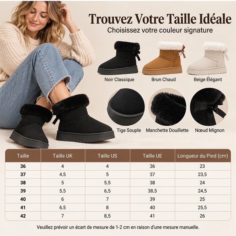 ❄️ Bottes de neige mi-mollet à plateforme pour femme, stylées et chaudes ✨