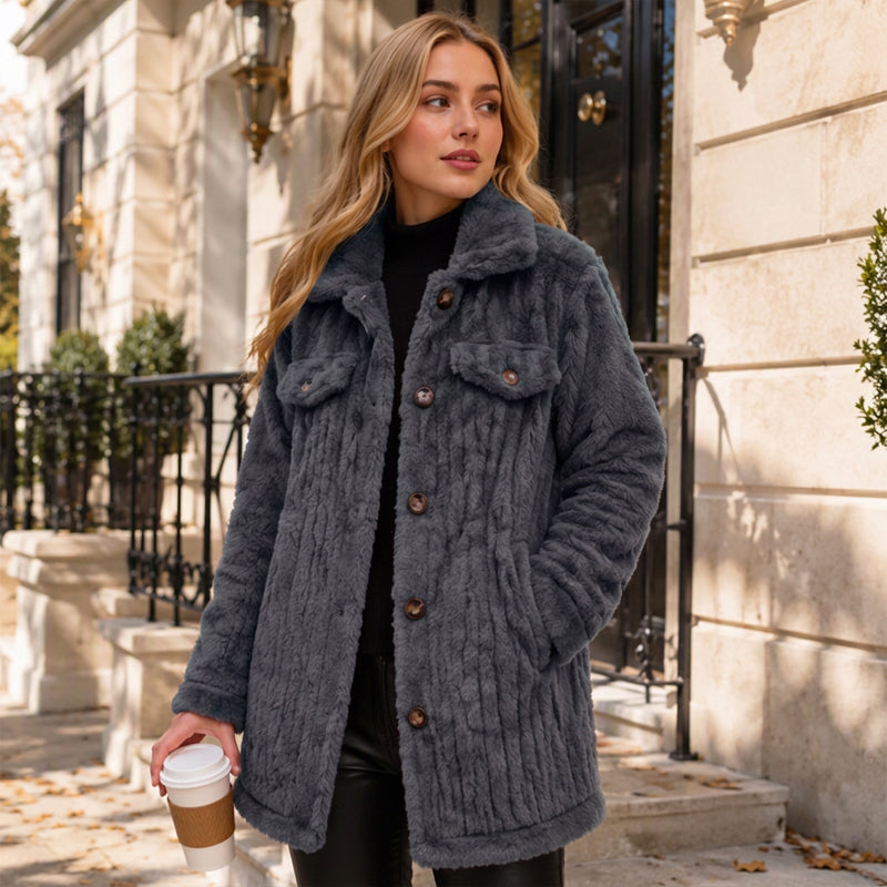 Manteau thermique douillet mi-long d'hiver pour femme
