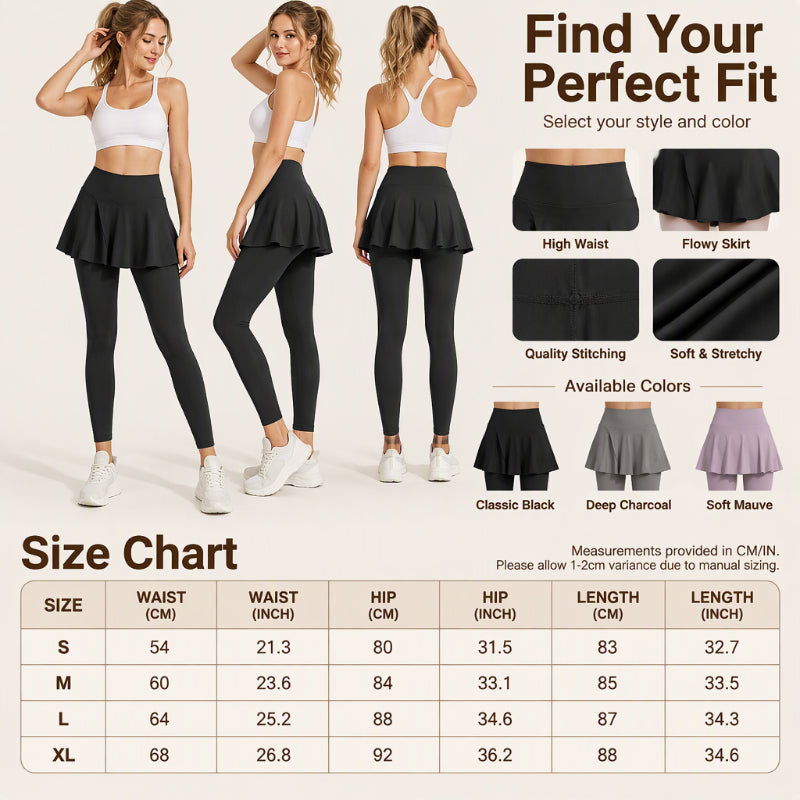 Legging taille haute pour femme avec jupe