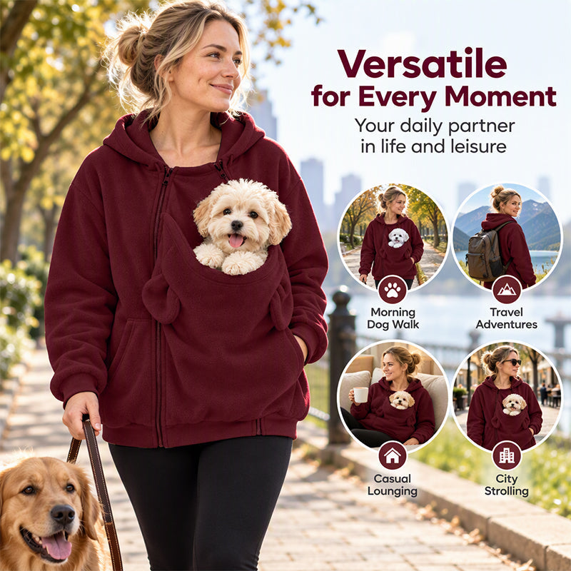 ✨Stock limité, ne passez pas à côté !🎉Sweat à capuche avec poche « kangourou » pour transporter votre animal de compagnie