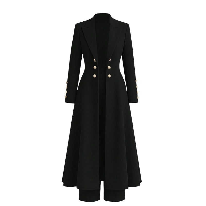 🌸Promotion exceptionnelle -50%🍂Ensemble 2 pièces automnal élégant pour femme : manteau rétro à manches longues et pantalon épuré