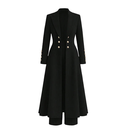 🌸Promotion exceptionnelle -50%🍂Ensemble 2 pièces automnal élégant pour femme : manteau rétro à manches longues et pantalon épuré