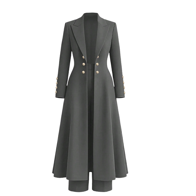 🌸Promotion exceptionnelle -50%🍂Ensemble 2 pièces automnal élégant pour femme : manteau rétro à manches longues et pantalon épuré