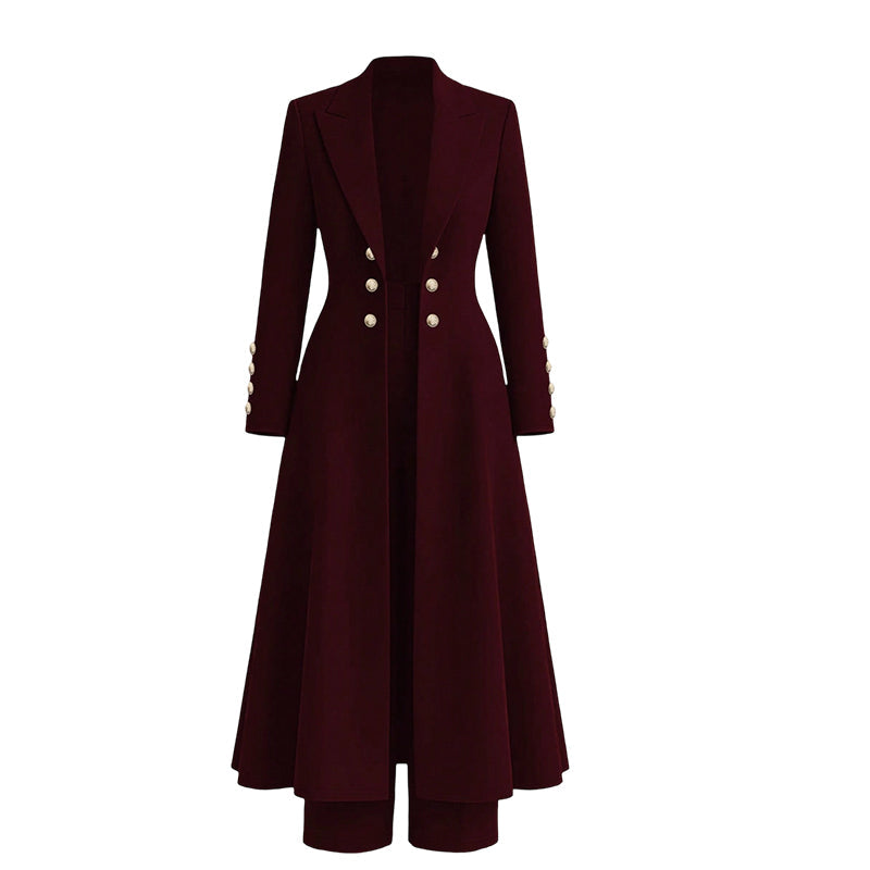 🌸Promotion exceptionnelle -50%🍂Ensemble 2 pièces automnal élégant pour femme : manteau rétro à manches longues et pantalon épuré