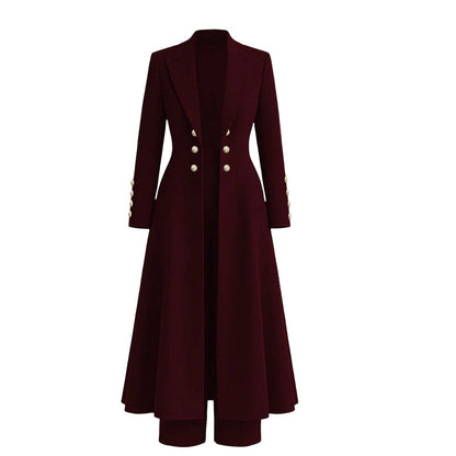 🌸Promotion exceptionnelle -50%🍂Ensemble 2 pièces automnal élégant pour femme : manteau rétro à manches longues et pantalon épuré