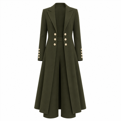 🌸Promotion exceptionnelle -50%🍂Ensemble 2 pièces automnal élégant pour femme : manteau rétro à manches longues et pantalon épuré