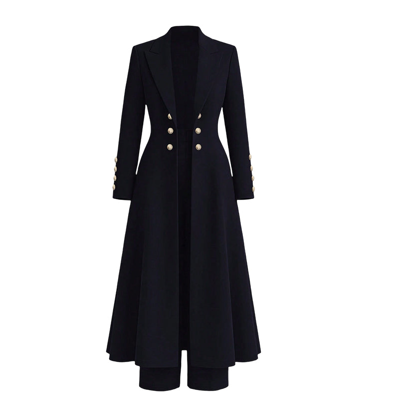 🌸Promotion exceptionnelle -50%🍂Ensemble 2 pièces automnal élégant pour femme : manteau rétro à manches longues et pantalon épuré