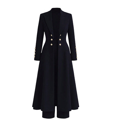 🌸Promotion exceptionnelle -50%🍂Ensemble 2 pièces automnal élégant pour femme : manteau rétro à manches longues et pantalon épuré
