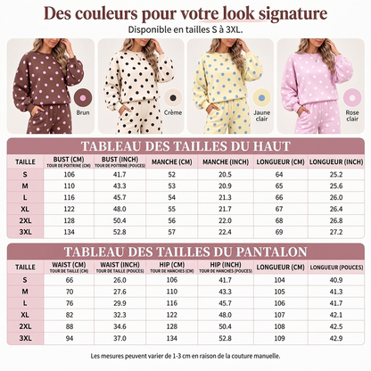 Ensemble Femme Top à Pois et Pantalon à Jambes Larges
