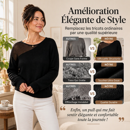 Chandail en fausse fourrure de vison pour femme avec patchwork en maille