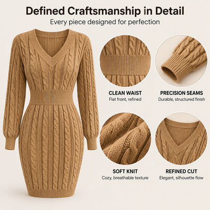 Robe Pull Moulante Élégante en Tricot torsadé pour Femme