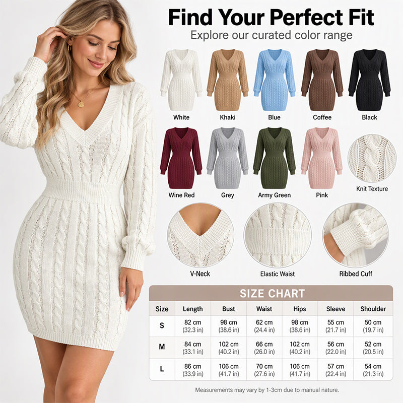 Robe Pull Moulante Élégante en Tricot torsadé pour Femme