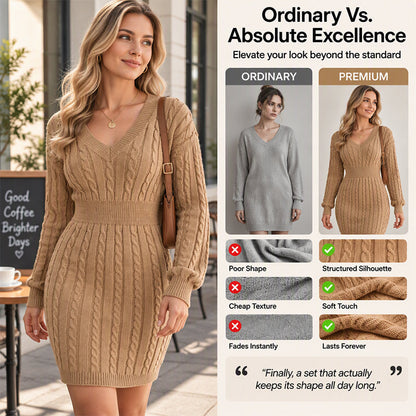 Robe Pull Moulante Élégante en Tricot torsadé pour Femme